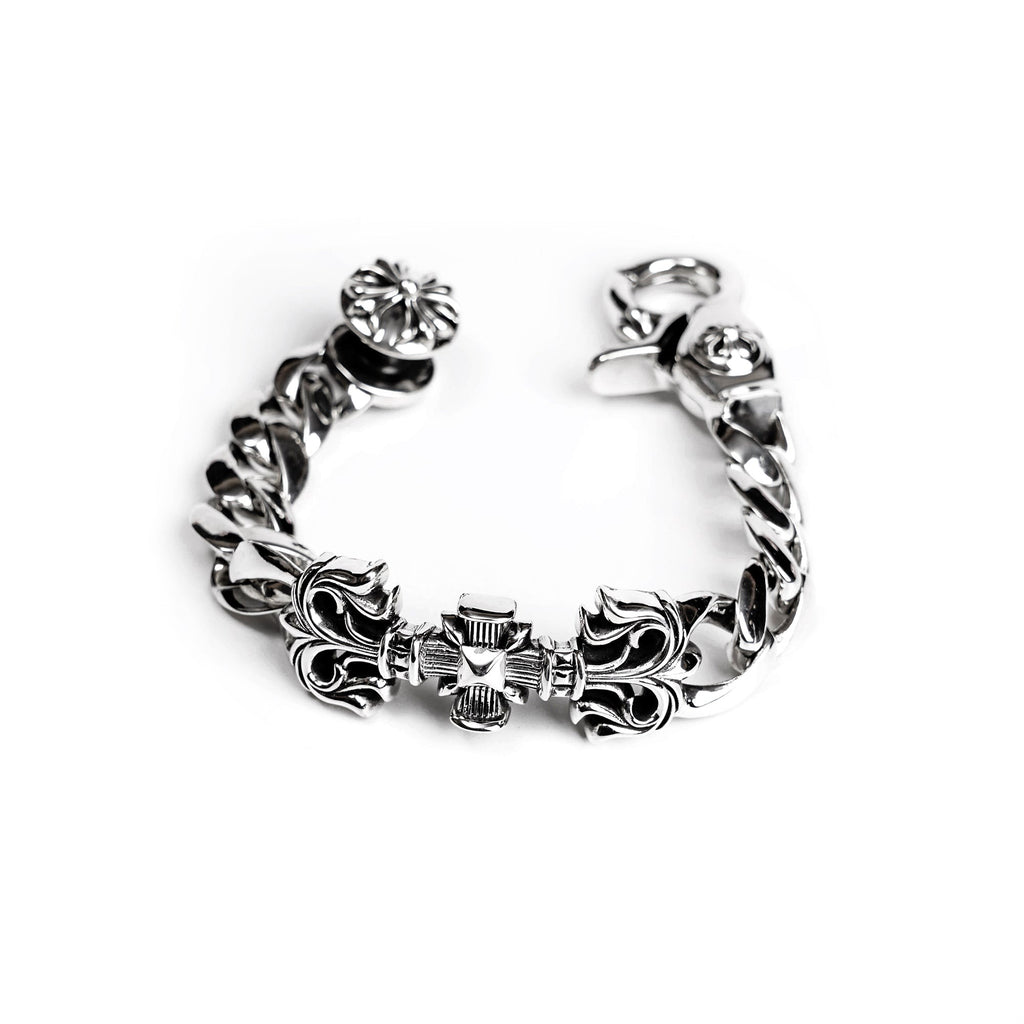 Chrome Hearts Filigree Square Cross Clip Bracelet.